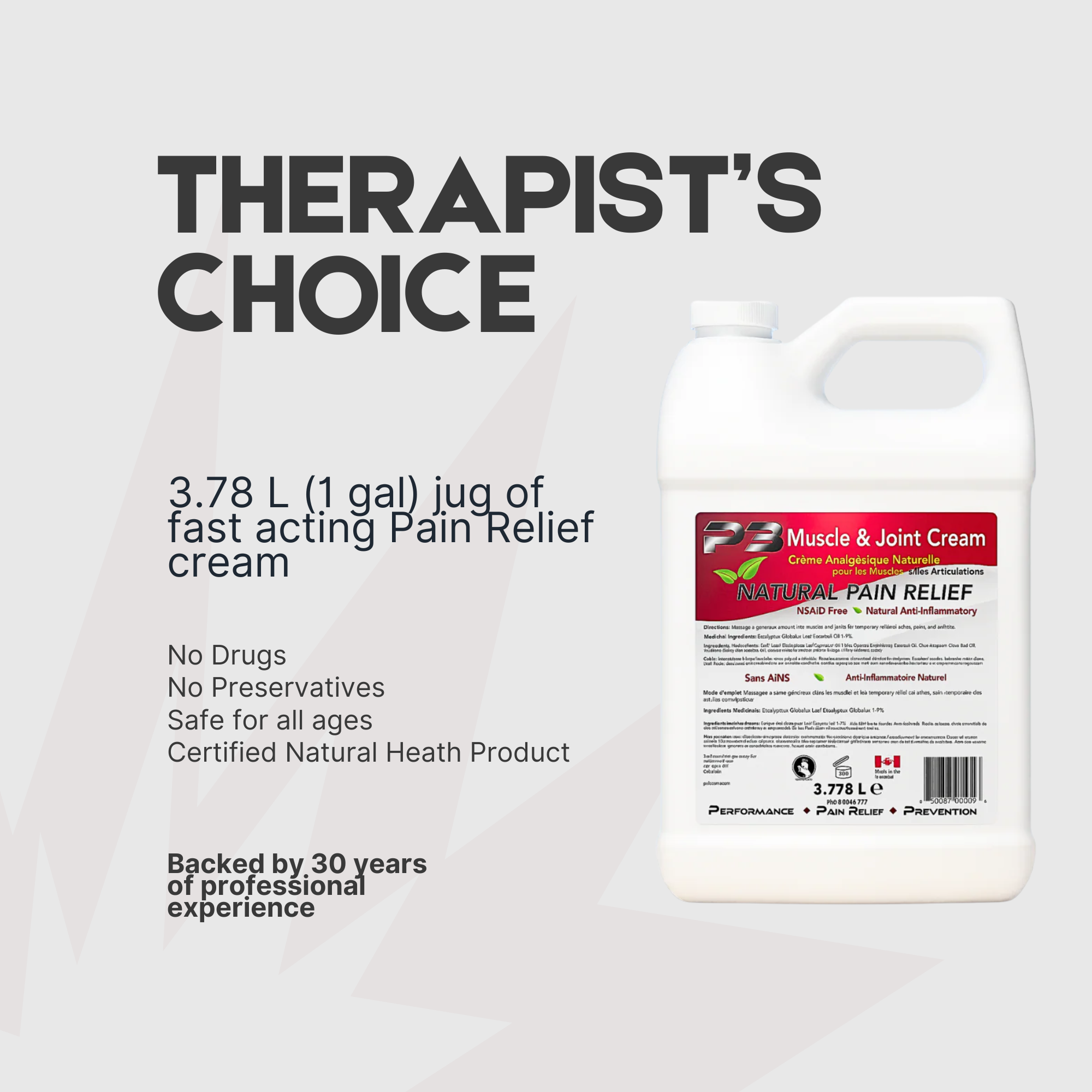 3.78 L (1 gal) Jug P3 Original Muscle & Joint Cream