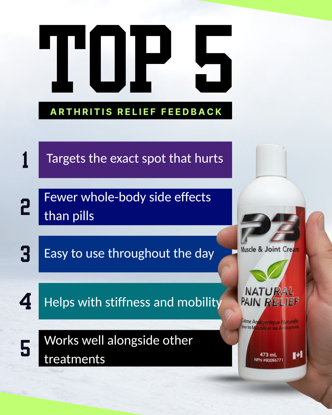 P3 Natural Pain Relief Cream (473ml / 16oz)