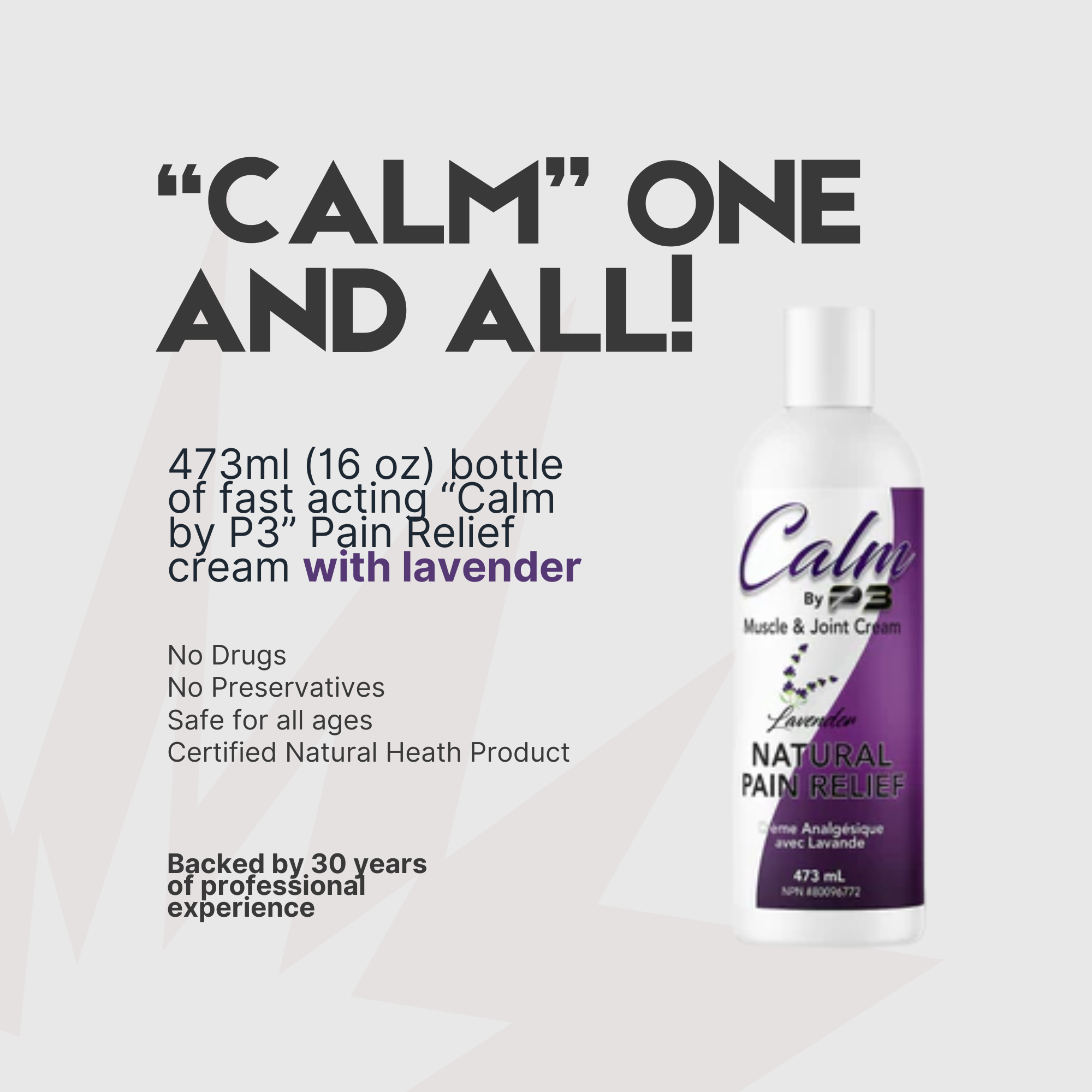 473ml (16 oz) Bottle P3 Calm (with lavender)