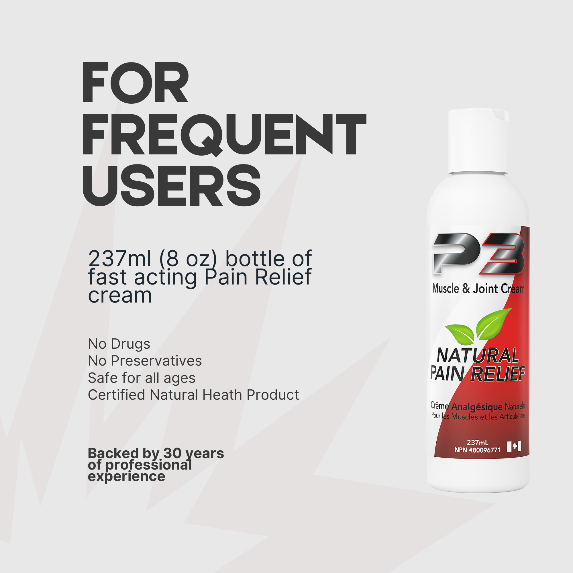 237ml (8 oz) Bottle P3 Original Muscle & Joint Cream