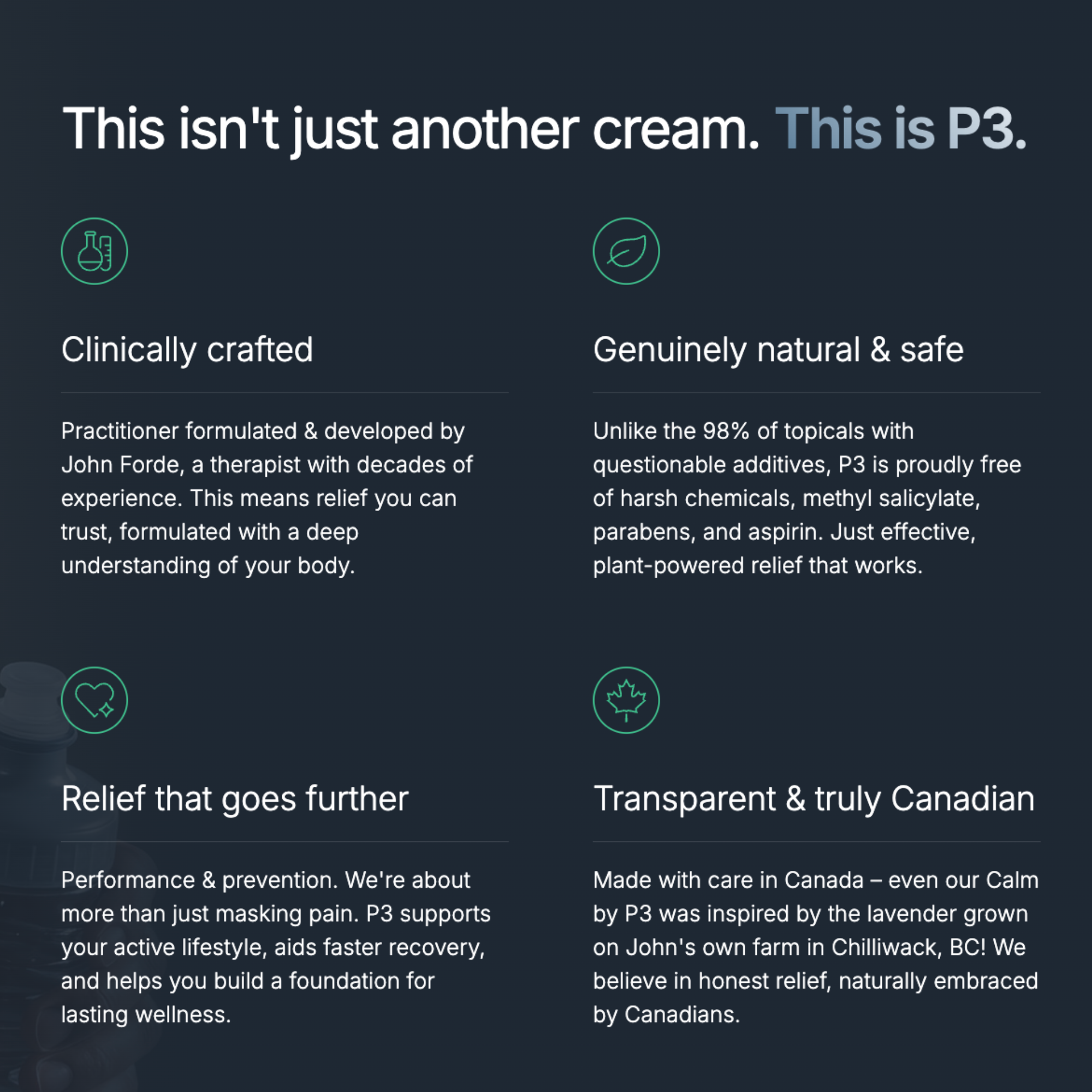 P3 Natural Pain Relief Cream (473ml / 16oz)